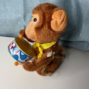Brown and Yellow Plush Monkey with Drum Accessory